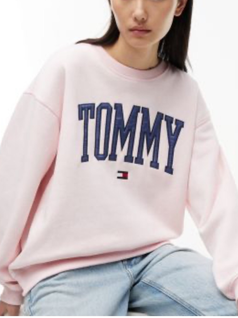 Tommy Hilfiger Pink Crewneck with Navy TOMMY Logo